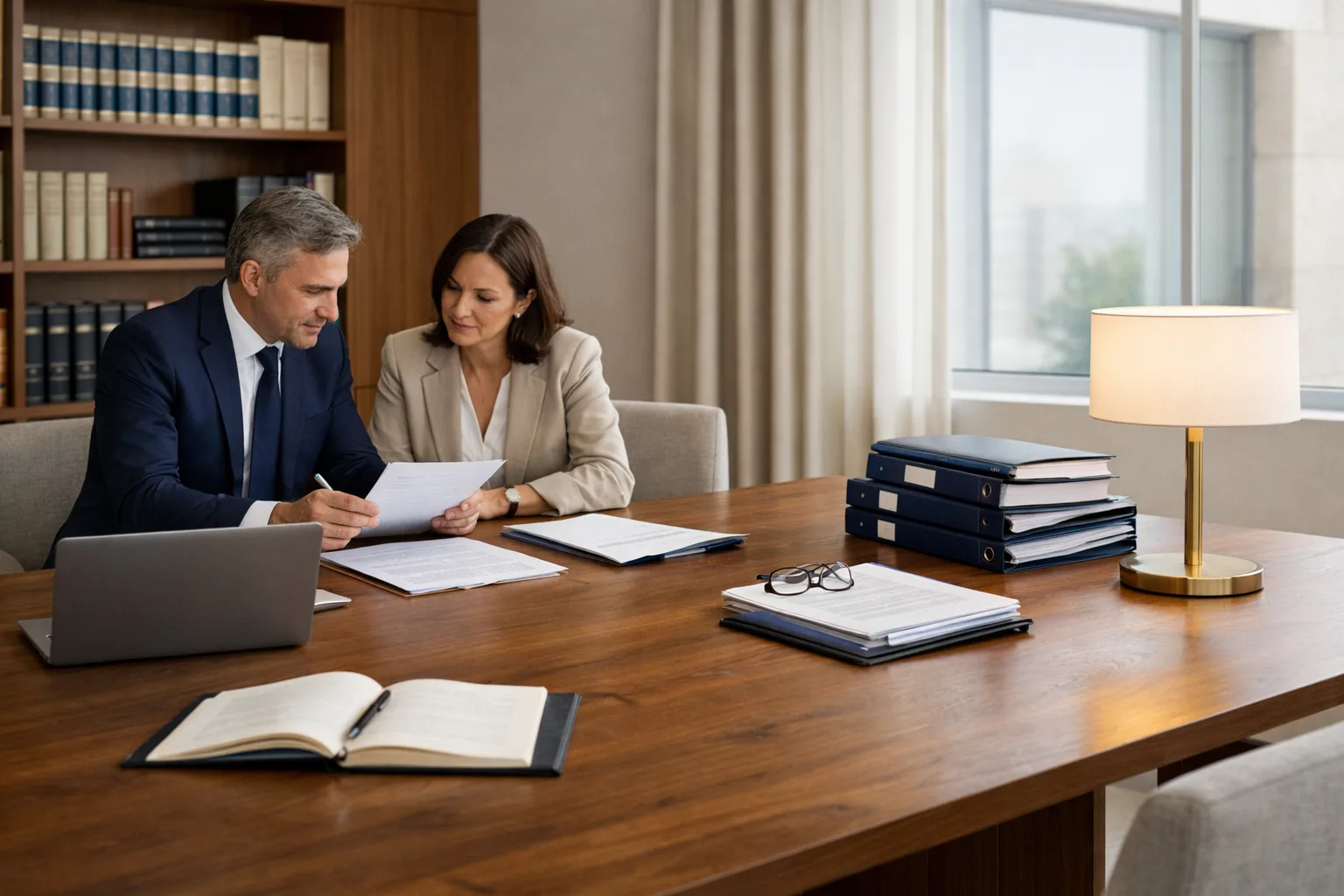 Abogados revisando documentación en despacho profesional