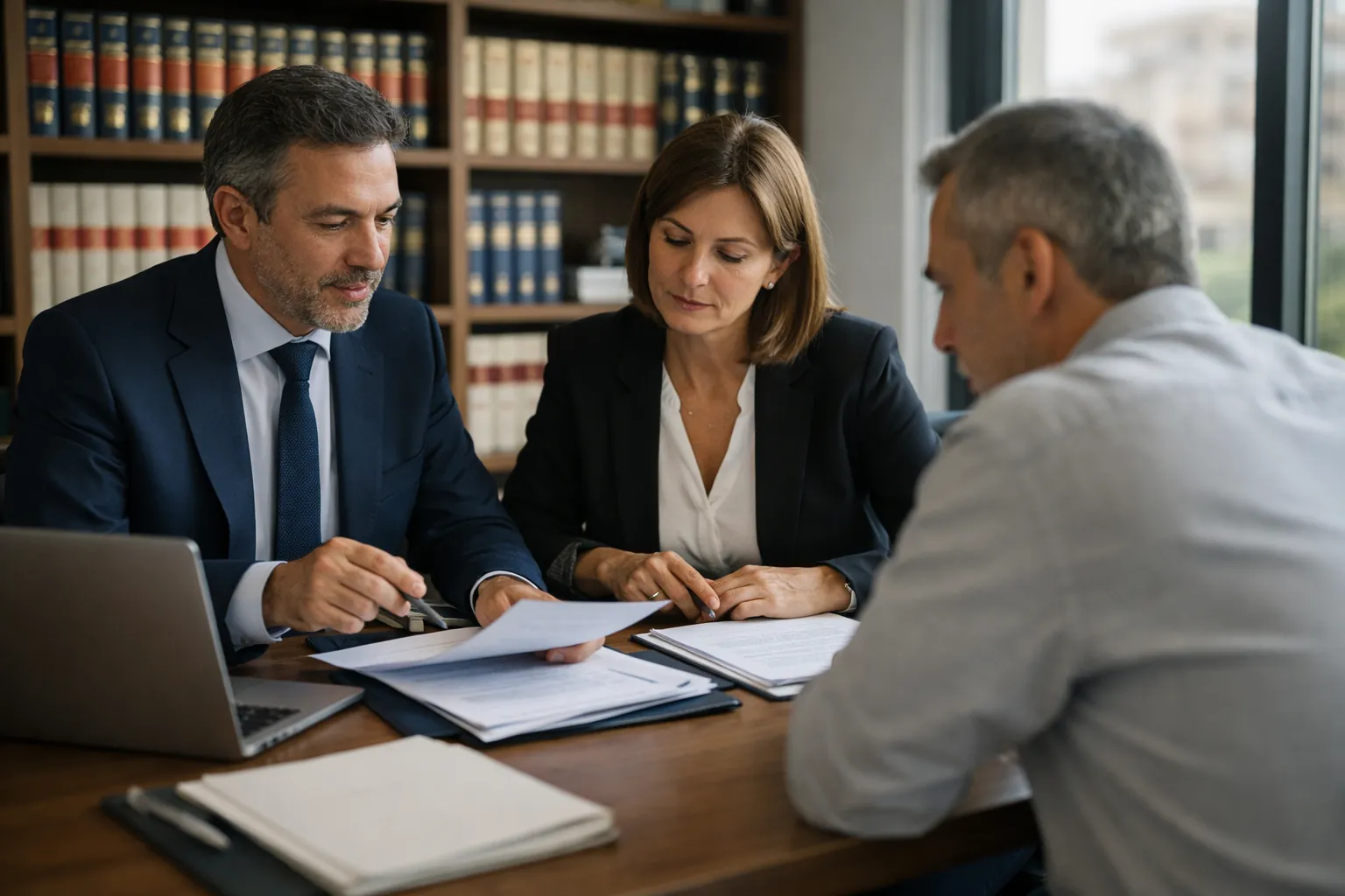 Reunión con abogados en despacho profesional